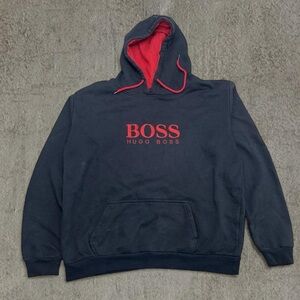 Hugo Boss Men's Hoodie in Black with Red Details